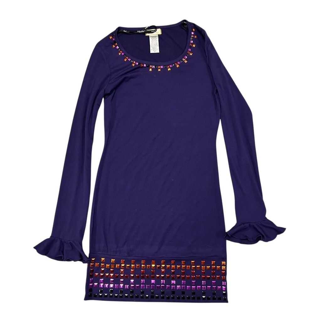 Vintage Baby Phat Sweater Dress Womens Large Purple‎ Bedazzled Long Sleeve Y2K